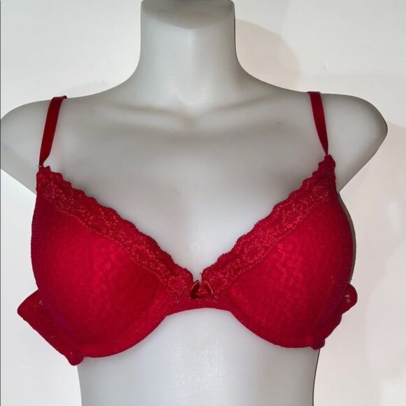 4/$30 Flirtitude Red Lace Trim Bra Intimates Size 36B - Picture 2 of 9